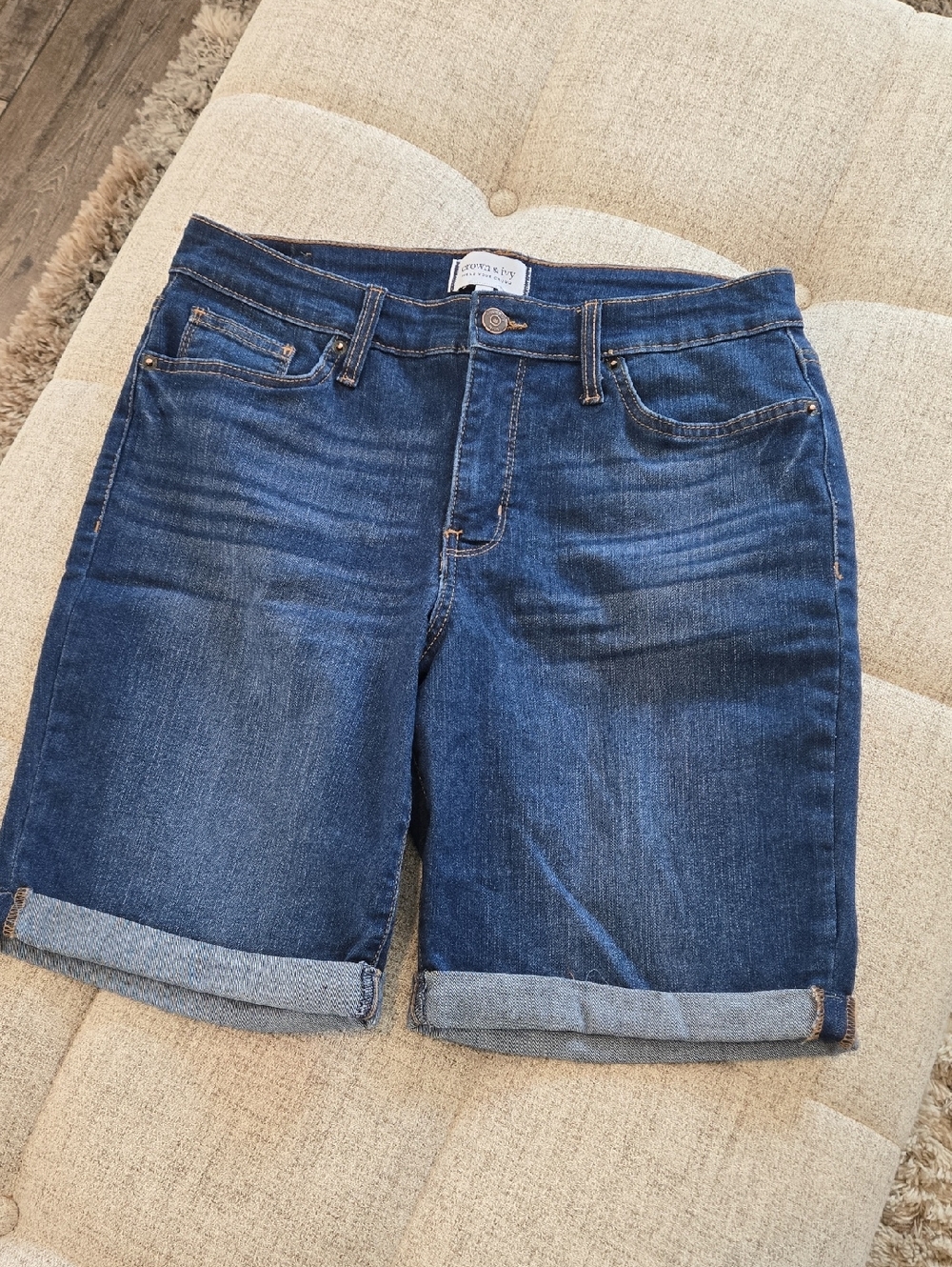 Crown & Ivy Indigo Roll-Cuff Denim Shorts